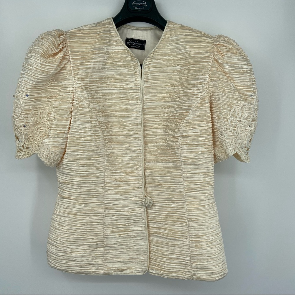 Vintage Karen Lawrence Fortuny Pleat Jacket size 14 Winter‎ White Formal Evening